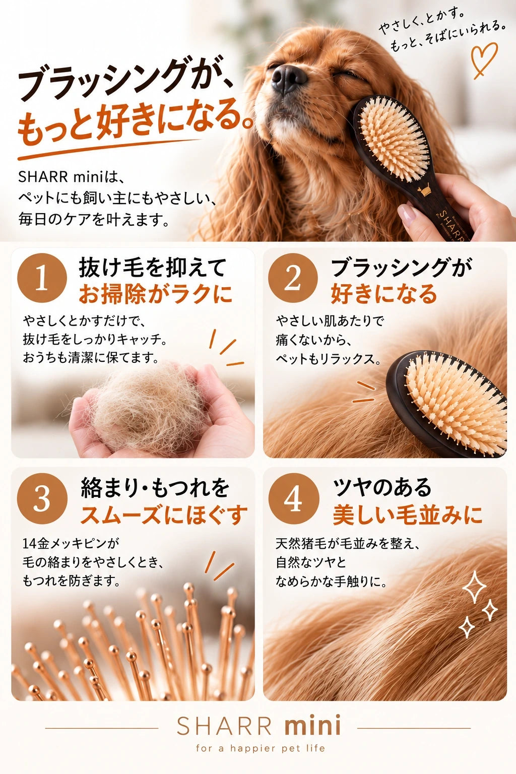 ブラッシングが、もっと好きになる。SHARR miniで得られる4つのうれしい変化。