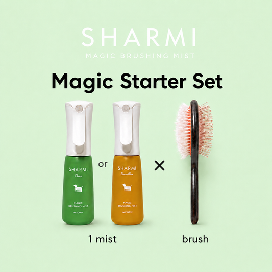 【予約販売・9月上旬頃発送予定】SHARMI 魔法のスターターセット〈ペットブラシ＋ミスト1本(洋梨/金木犀)〉
